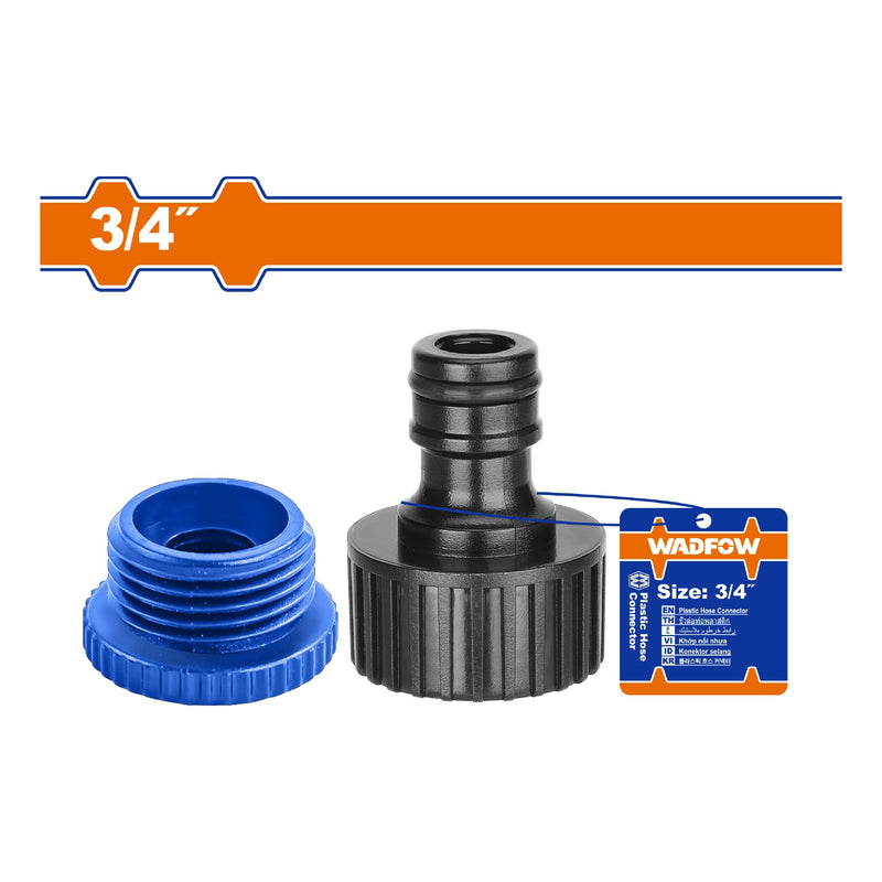 Conector para Manguera de 3/4” Con acoplamiento rápido. Fácil conexión con mangueras y grifos.