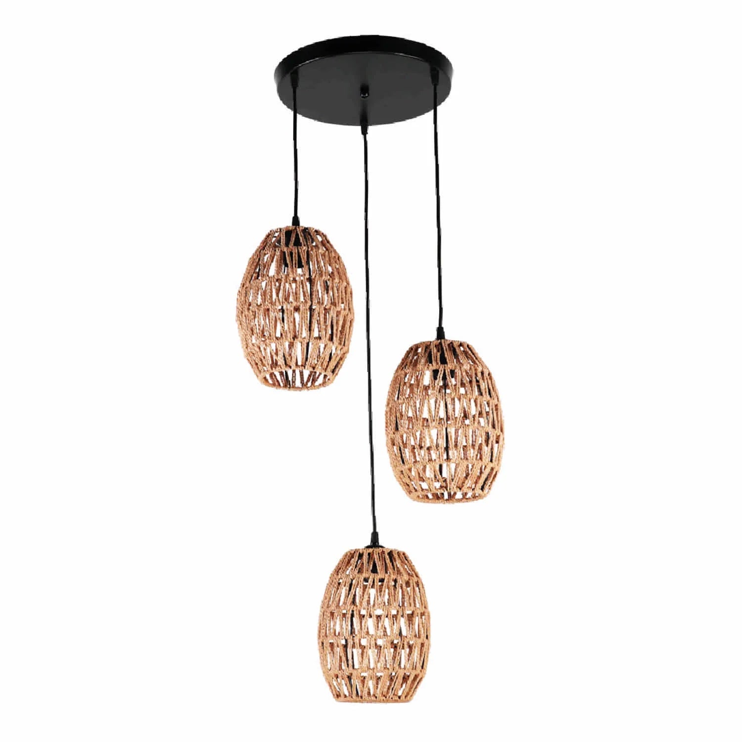 Lámpara Colgante De Rattan Madera 3XE27 360X1250mm Elegancia Natural