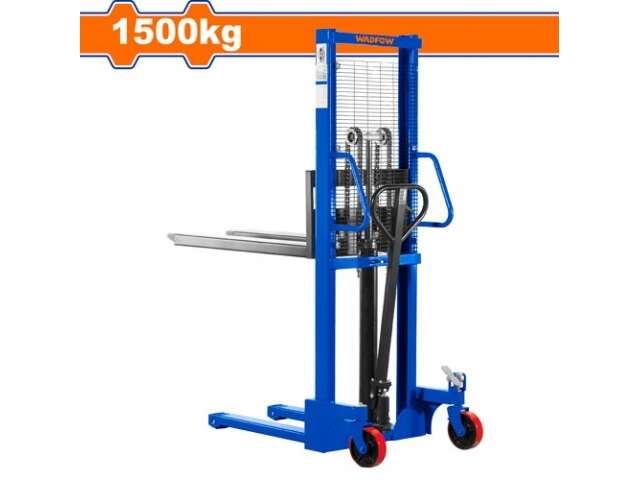 Montacargas Apilador jack pallet manual carretilla elevadora Manual 1500Kg. Alt. Min\Max: 85mm-1600mm. Con pedal y protección para los pies
