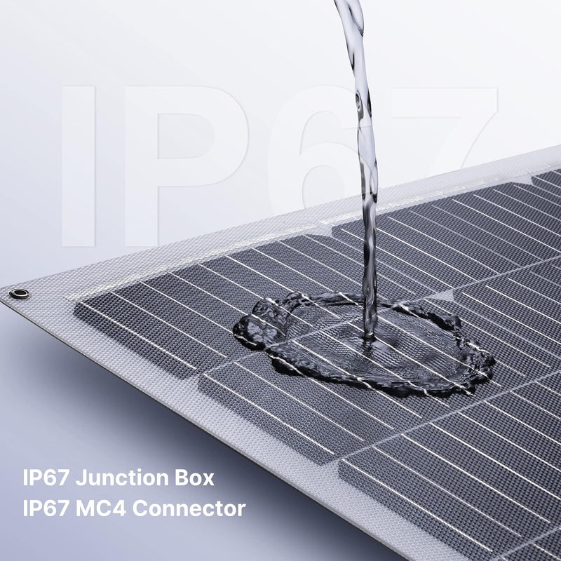 Panel solar de 100W, monocristalino flexible, ultradelgado, para RV, barcos o autos.