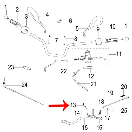 Resorte de pedal de freno trasero (CODIGO NUEVO 40019J040600) (RKG150)