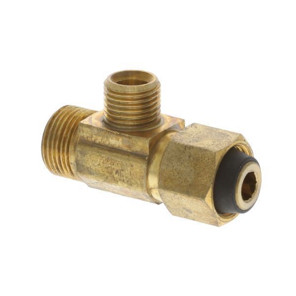 Conector tipo T hembra x macho x macho 3/8" x 3/8" x 1/4" para llaves de ángulo