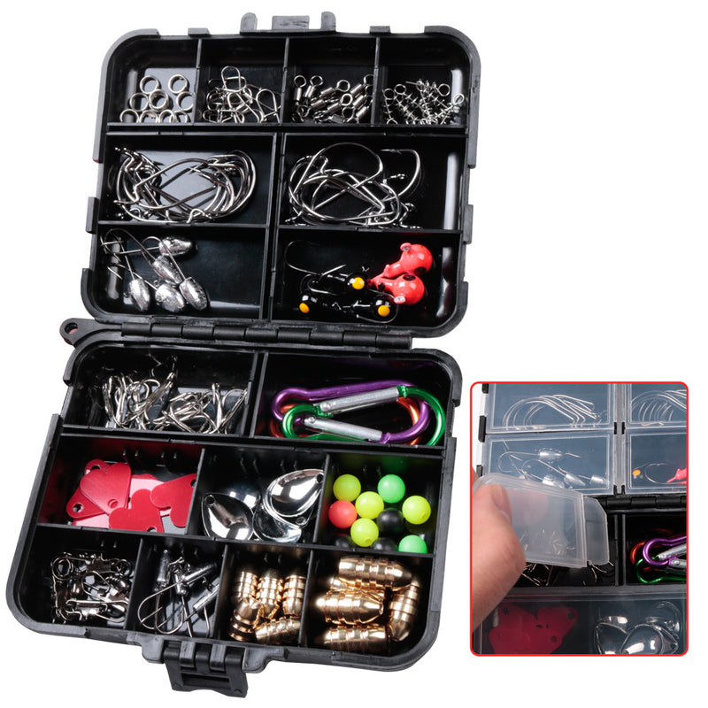 Kit de anzuelos y accesorios de pesca 136 pzas