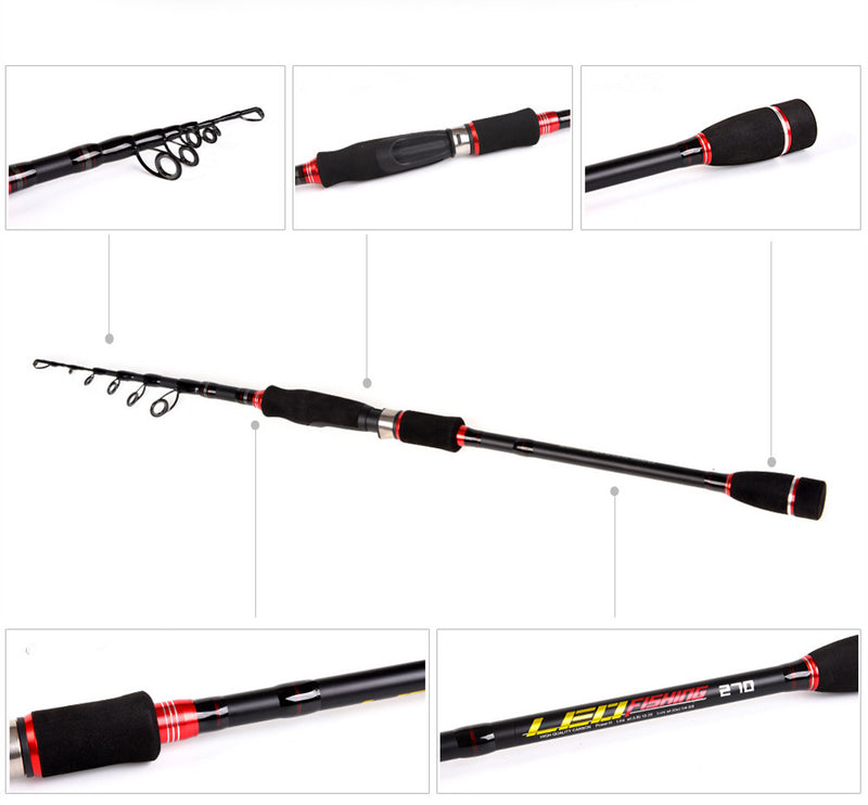 Caña de pescar telescópica 2.4 m spinning carbono