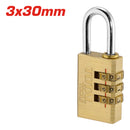 Candado combinado de latón de 3 dígitos. 3x30mm. Combinación de contraseñas personalizado.
