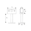 Clip de vidrio con barra separado del muro 7 cm. Para vidrios 10-12mm. Con tapa decorativa.sat