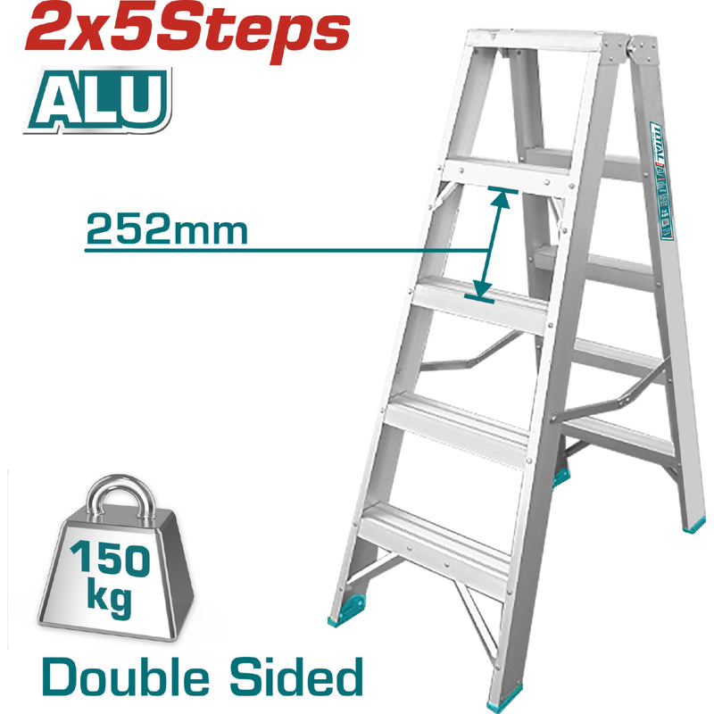 Escalera de tijera aluminio 5pasos 1.3mts