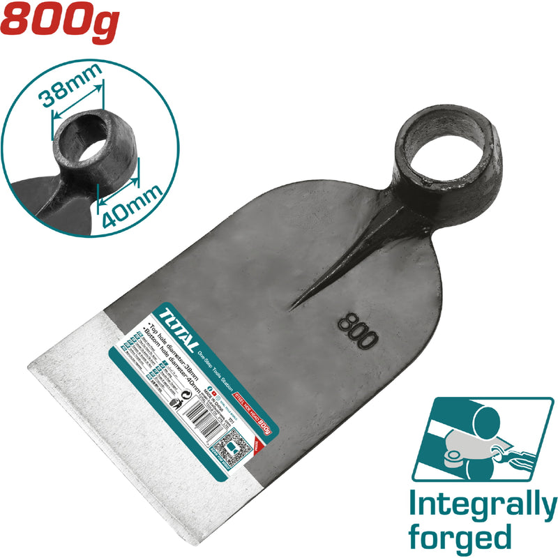 Cabeza de Azadón (no incluye mango). 0.8Kg.  Acero al carbono.