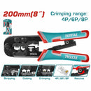 Crimpadora electricidad de Enchufe Modular 8" Rango de 4P,6P,8P Tres funciones Engarzado, pelado, corte. Mango PVC. Pinza Crimpadora cables electricos