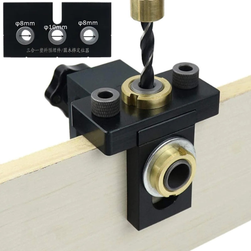 Kit de plantilla guía multifuncional para perforación de agujeros para madera 3 en 1