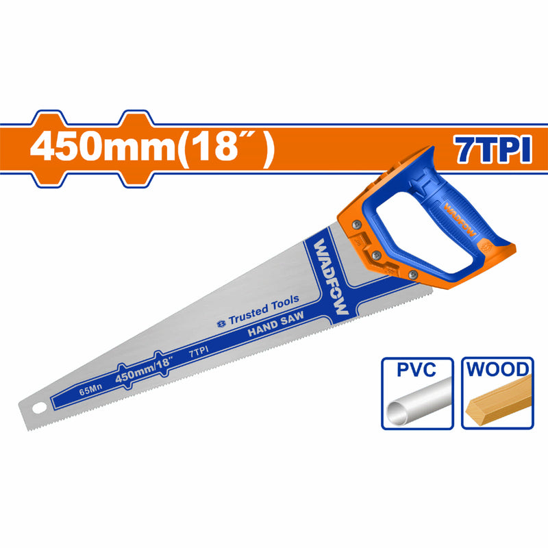 Serrucho 18" 7TPI Dientes Triples. Acero 65Mn. Sierra de mano.