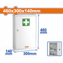 Caja Botiquín de primeros auxilios. Dimensiones externas (H*A*P): 18"x12"x5.5" (46x30x14cm) Espacio de almacenamiento: Gabinete de medicinas cuadrado con 3 compartimentos de pared.