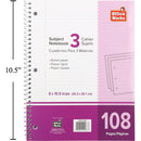 Libreta de notas con resorte de 108 páginas y 3 sujetos