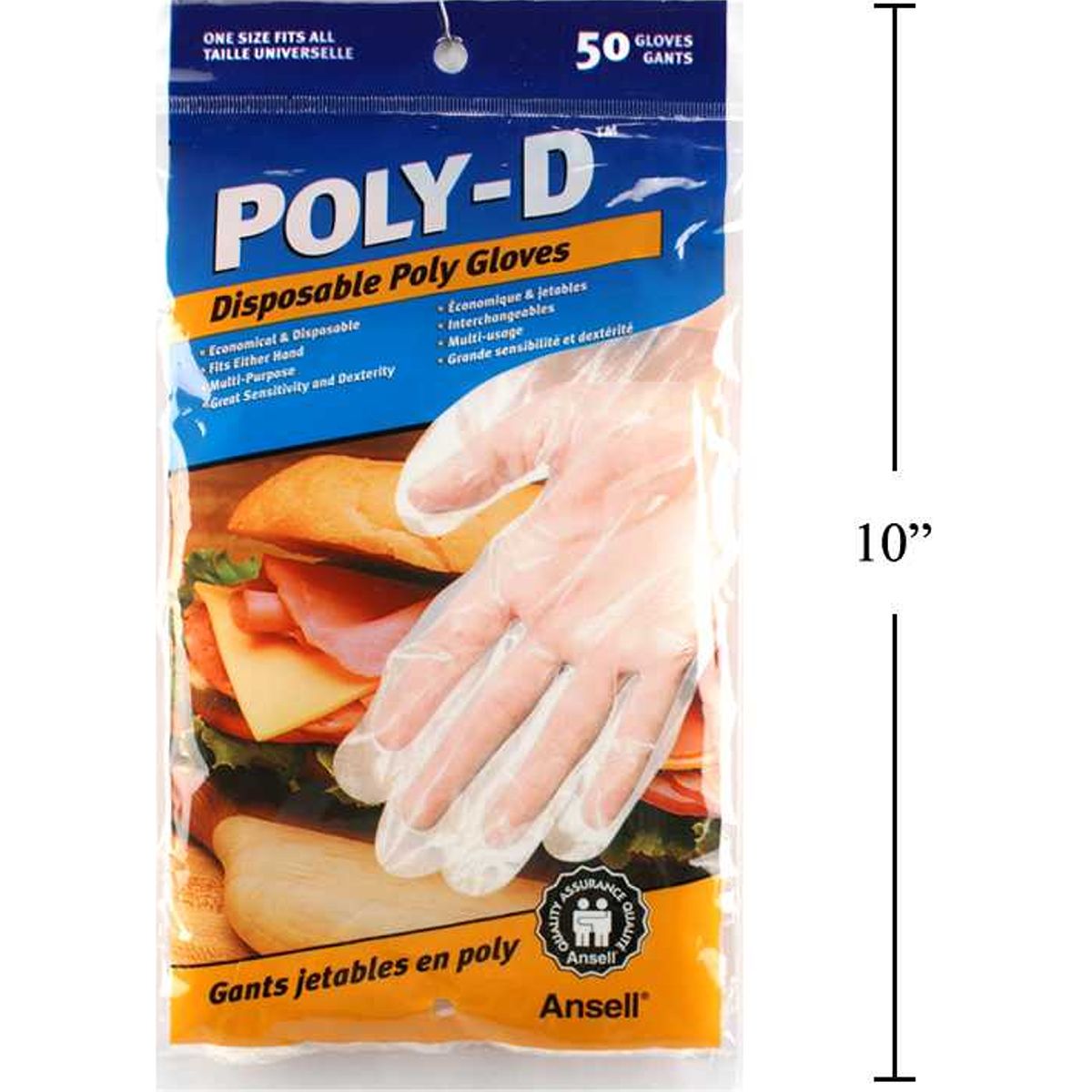 Guantes desechables de polietileno Paquete de 50 guantes desechables de polietileno, &quot;Poly-D&quot;