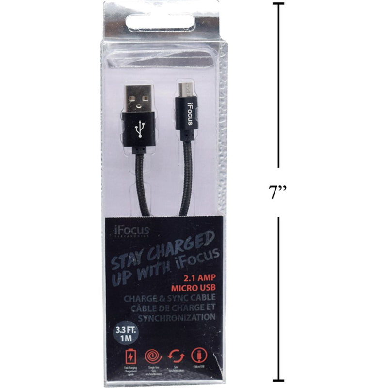iFocus, cable de sincronización y carga micro USB de 1 M, negro, caja de pvc + bandeja