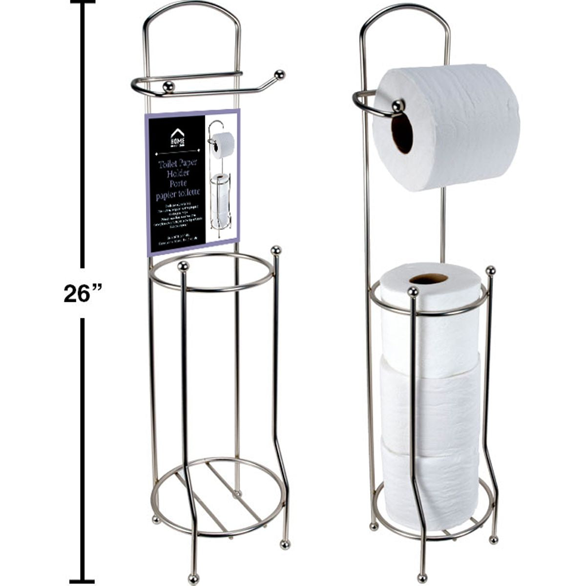 Soporte para papel higiénico, 6.25 "x26", níquel satinado.