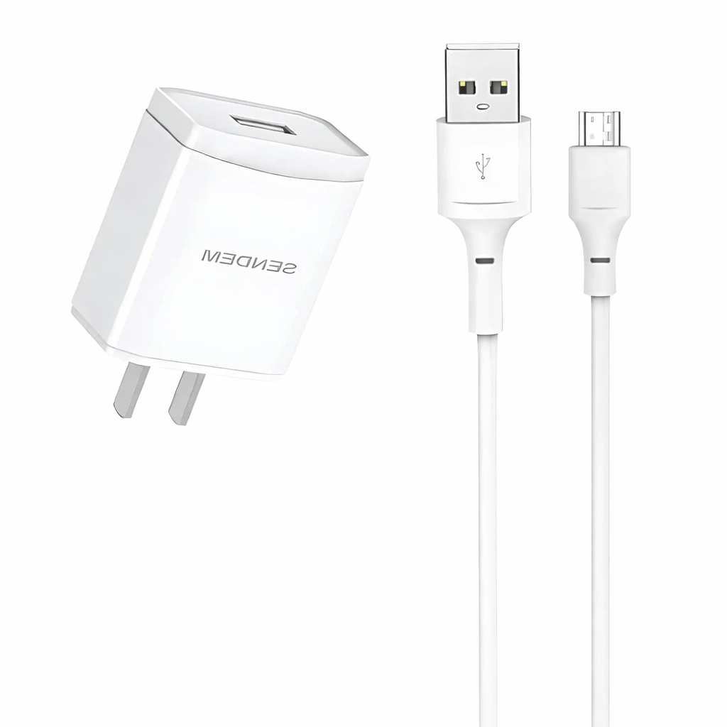 Cargador Rápido 45W con Cable Puerto Micro USB. (1 metro) Adaptador de Pared.