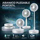 Abanico plegable portátil. Ventilador recargable de 4 velocidades. Color blanco. (Unidad).