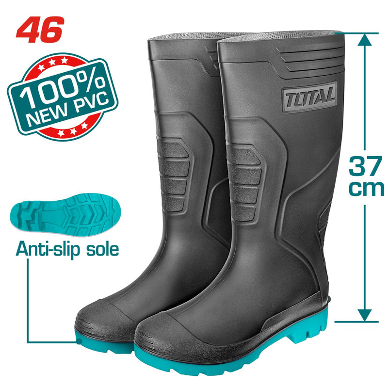 Botas de caucho altas Talla 46. 100% Resistente al agua. PVC. Suela antiresbalante. Altura:37cm (Par) Botas Industriales