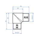 Codo De 90° Para Corremano Ranurado De 42,4Mm AISI316.