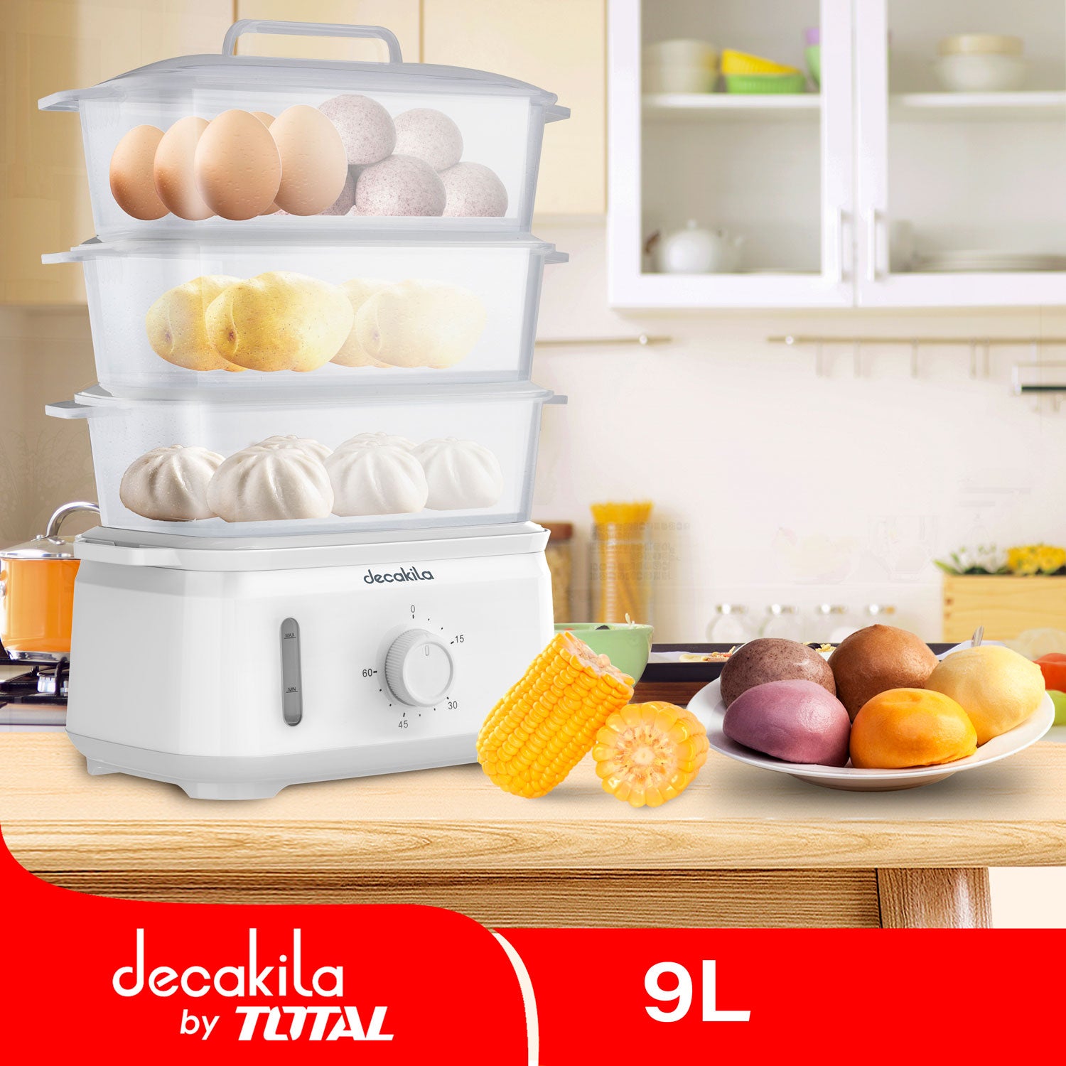 Vaporera de alimentos 9L 700W.