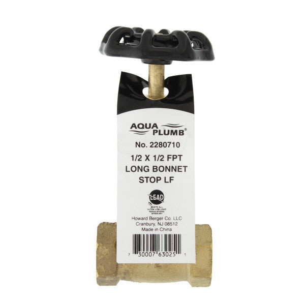 Llave de paso de compuerta larga con rosca de 1/2" bronce