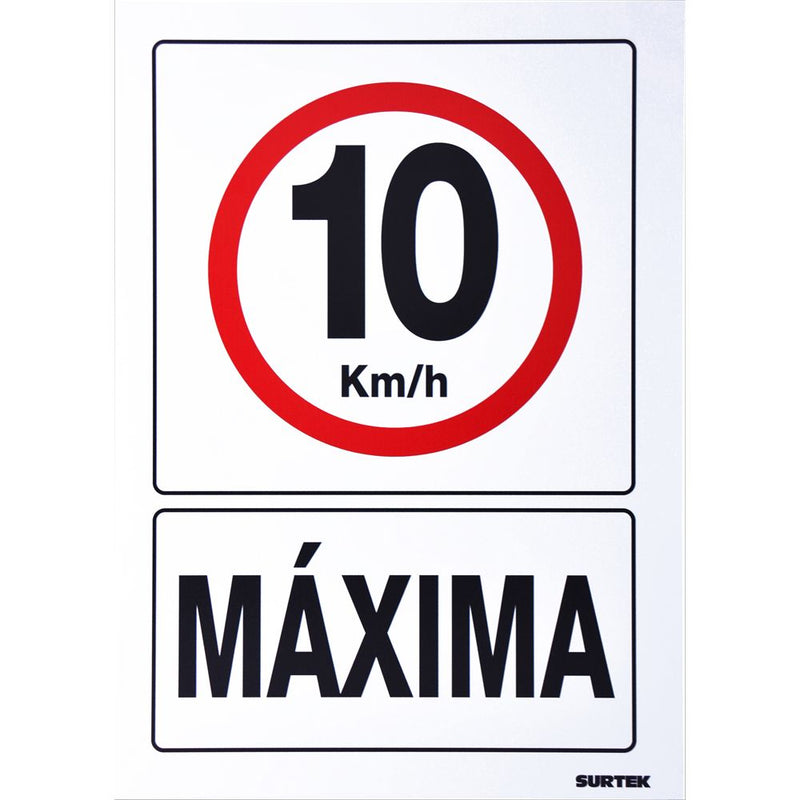 Letrero "10 km/h máxima"  Surtek