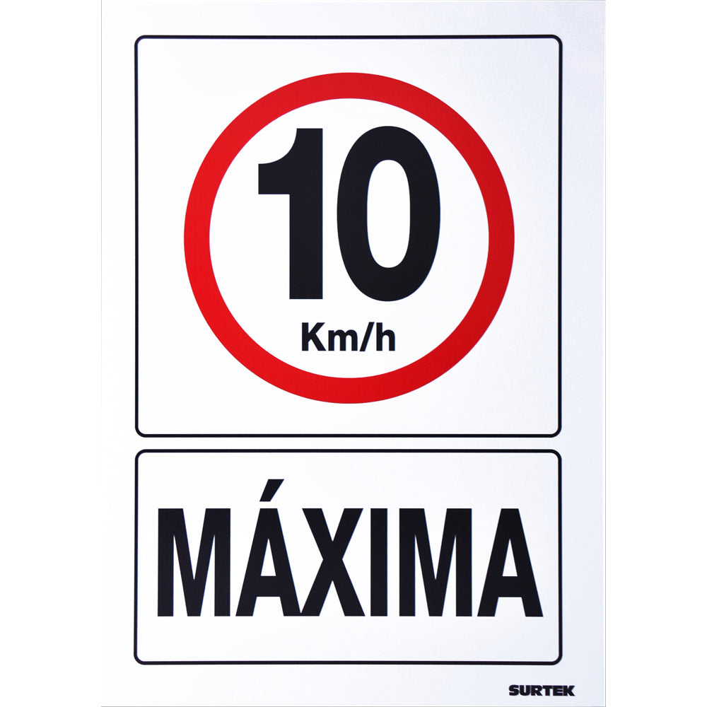 Letrero "10 km/h máxima"  Surtek