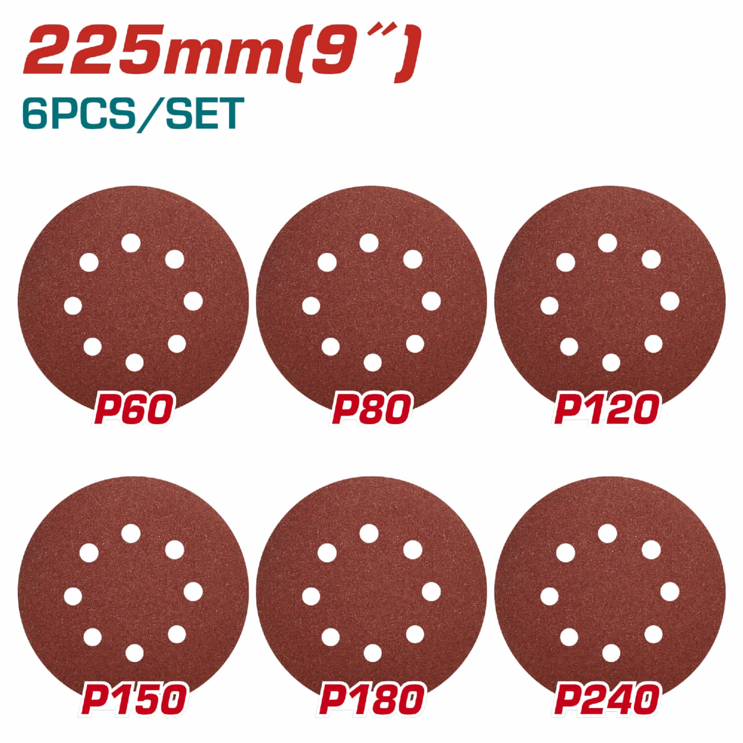 Lija circular para lijadora de drywall Compatible con máquina UTWS10501. 6 hojas. Granos varios
