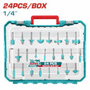 Brocas para Router Vástago 1/4" Set de 24 piezas. Puntas de routeadora