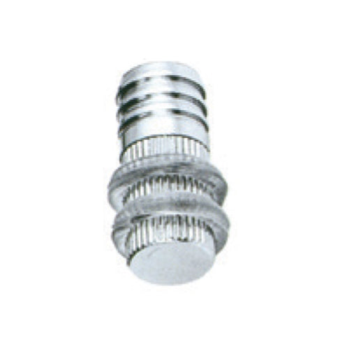 Soporte cilindrico con gomas para  repisas de vitrinas y exibiciones. Cromado (se vende por unidad)