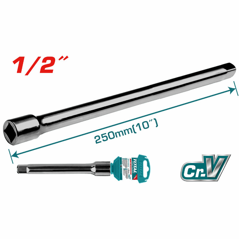 Barra Extension para Sockets de 1/2". Largo:  10" ( 250 mm ). Material: 40Cr, Tratamiento termico.