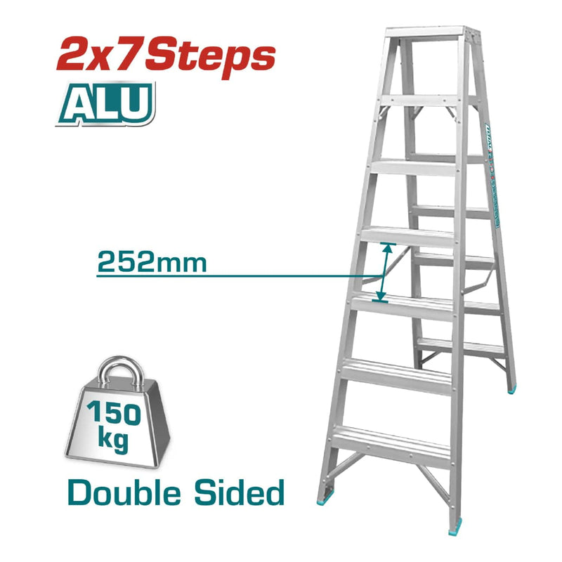 Escalera De Tijera Aluminio 7 Pasos. 1,8 Mts