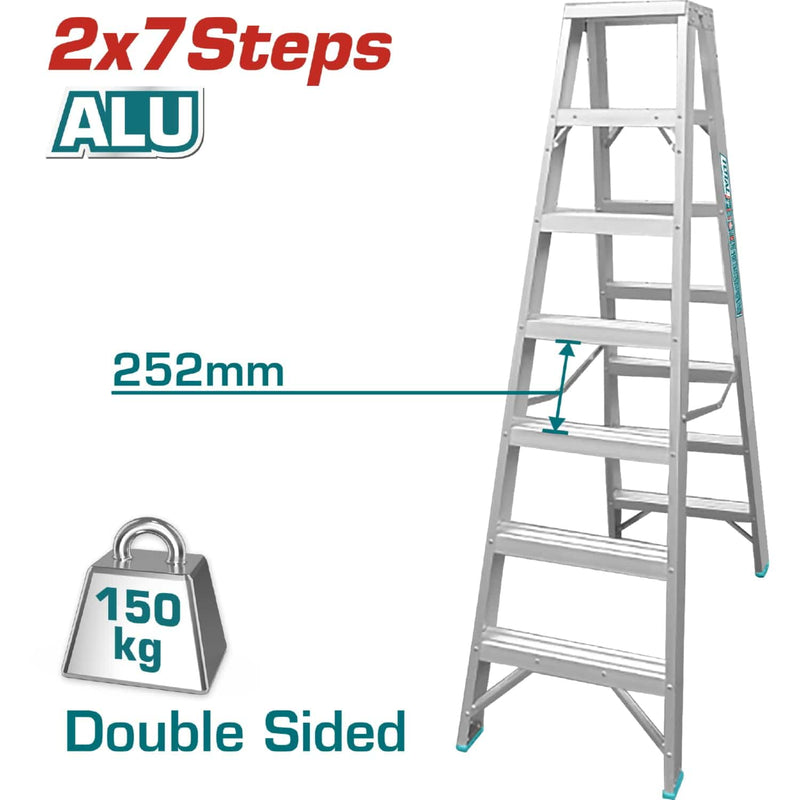 Escalera De Tijera Aluminio 7 Pasos. 1,8 Mts