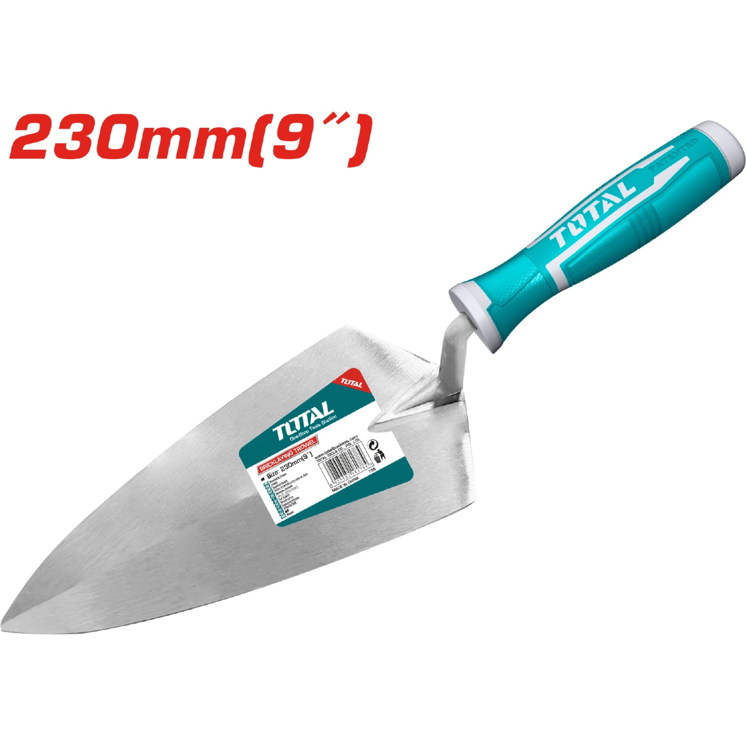 Palustre de albañil 9" / 230mm. Mango confortable de Plastico TOTAL. Punta triangular.