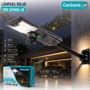 Lámpara Solar LED Exterior de 500W Con Cámara 4G 5MP Monitoreo 24H Control Remoto, Sensor y Radar IP65 . Autonomía 5 días. Cobertura 350m² (No incluye Micro SD)