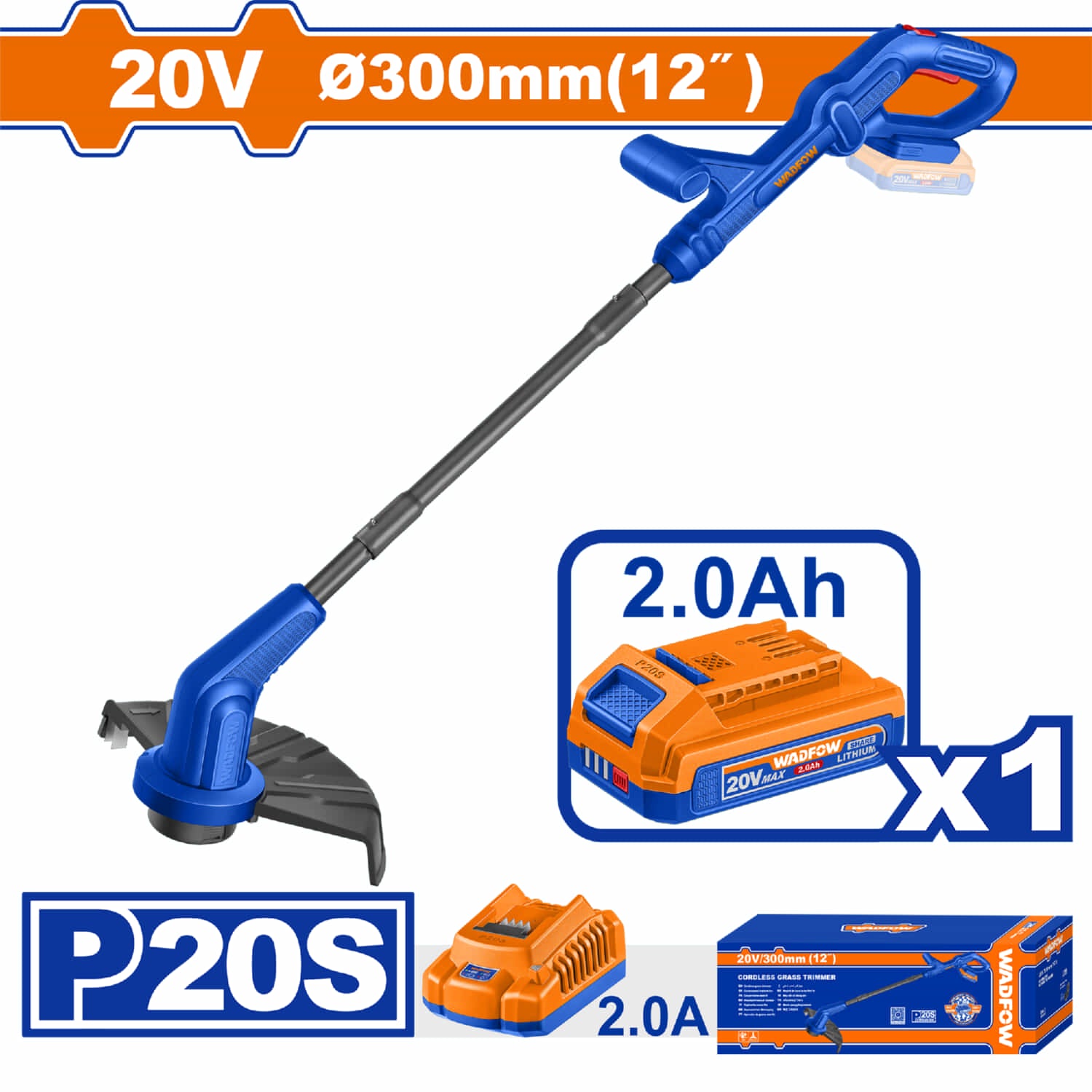 Desmalezadora Inalámbrica 2" 20V Función de Bordeado Incluye Batería 2.0Ah y Cargador. Desbrozadora.