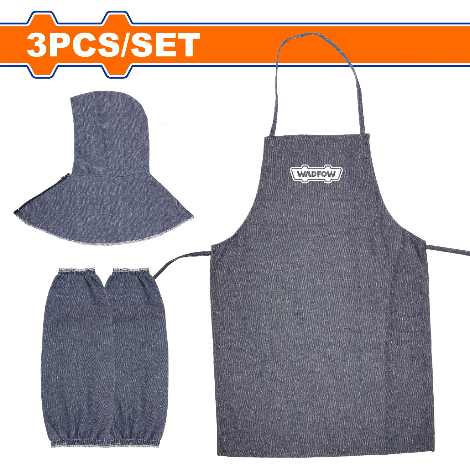 Delantal, manga y sombrero de mezclilla para soldador. Brinda protección. Set de 3 piezas. Para soldar