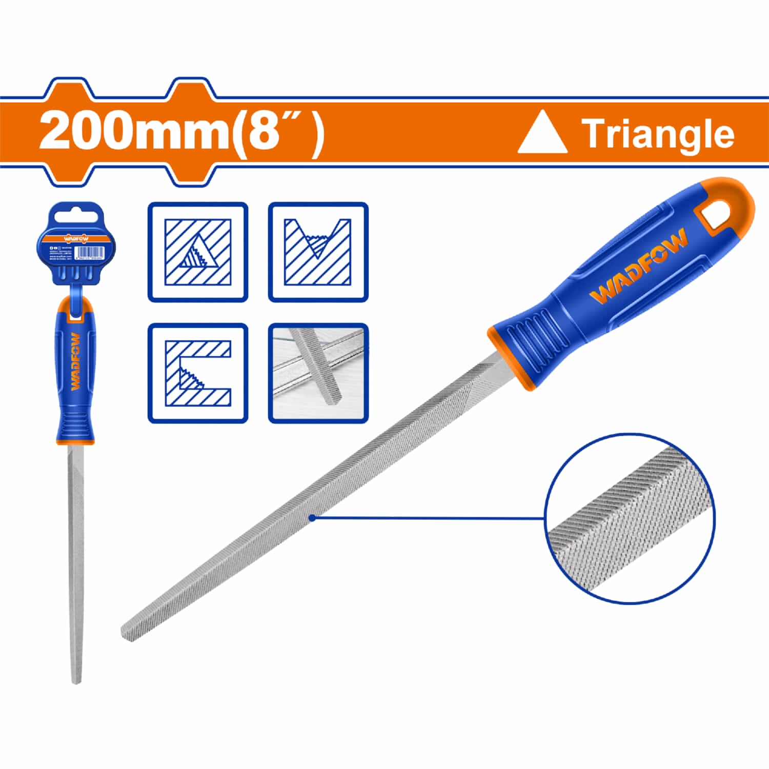 Lima Triangular Para Acero. 200mm. Acero T12. Escofina triangulo