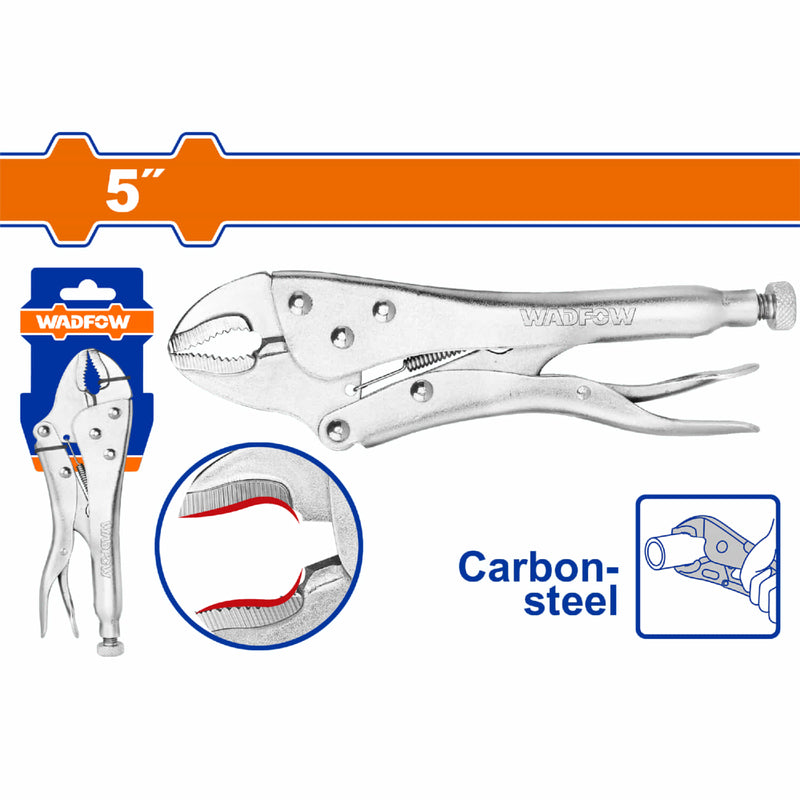 Alicate de presión mandíbula curva 5" HRC38°-HRC48° Acero al carbono.