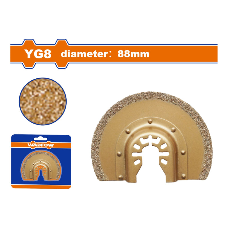 Cuchilla para Sierra Oscilante de Carburo cementado. Diámetro:88mm. Diseño Semi-circulo. Sierra oscilatoria