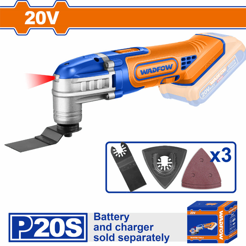 Flexible Multifuncional 20V. 5000-20000rpm. Ángulo de oscilación: 3.2° 6 ajustes de velocidad. No incluye batería ni cargador. Multitool oscilante.