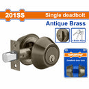 Cerradura de cerrojo de cilindro único 65mm latón antiguo. 3 llaves. Con llave en un lado.