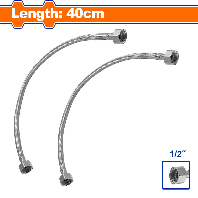Tubo de abasto de agua Conectores de grifos flexibles 40cm. Conector 1/2". Acero Inoxidable 301. Incluye 2 tubos.