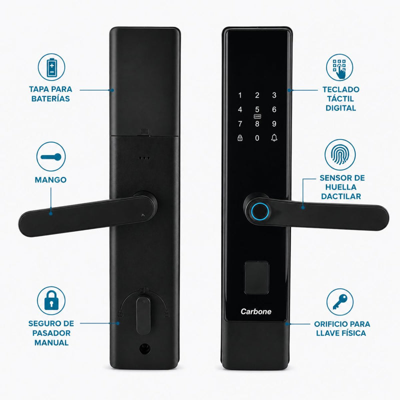 Cerradura Inteligente Digital Cerrojo Smart Lock 5 en 1 Llave Huella contraseña app fácil de instalar