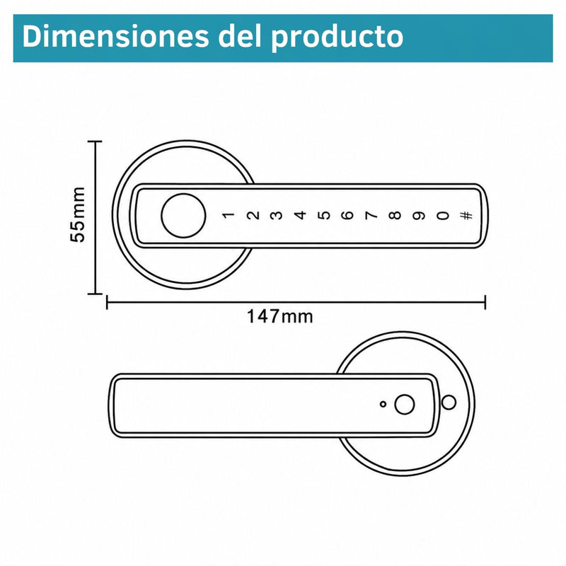 Cerradura Inteligente Manija de puerta Cerrojo Smart Lock 5 en 1 Llave Huella tarjeta contraseña Tuya app fácil de instalar