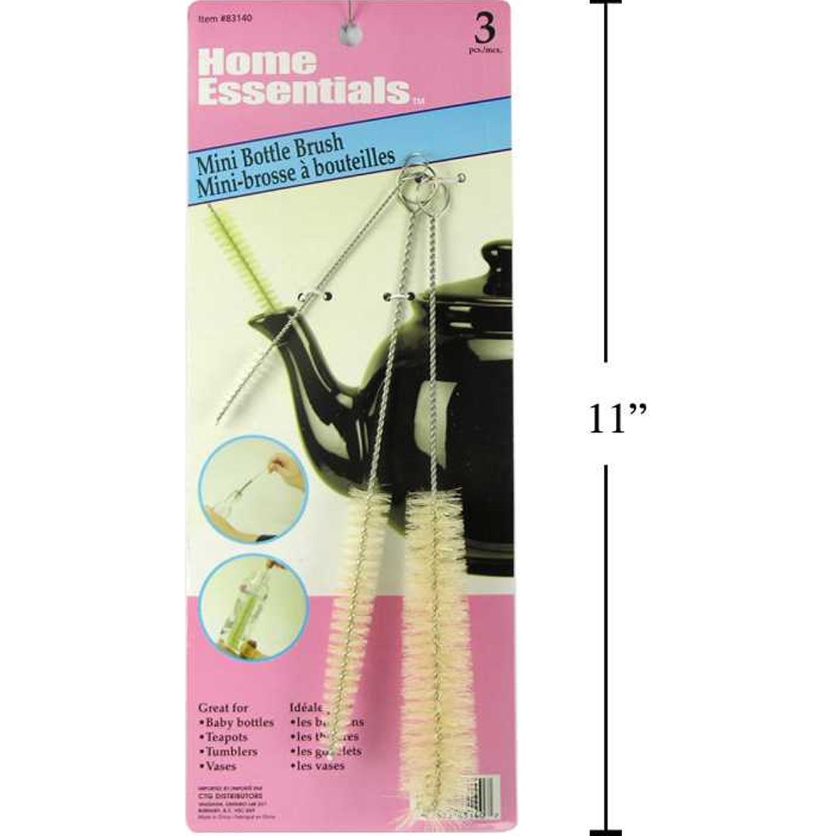 H.E. Mini cepillos para botellas de 3 piezas