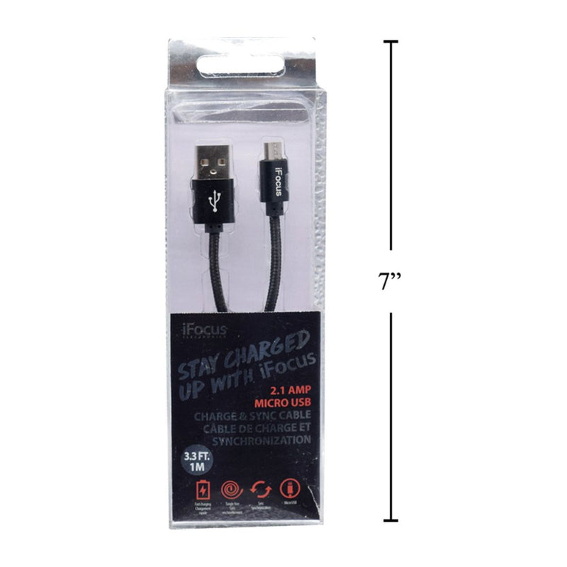iFocus, cable de sincronización y carga micro USB de 1 M, negro, caja de pvc + bandeja
