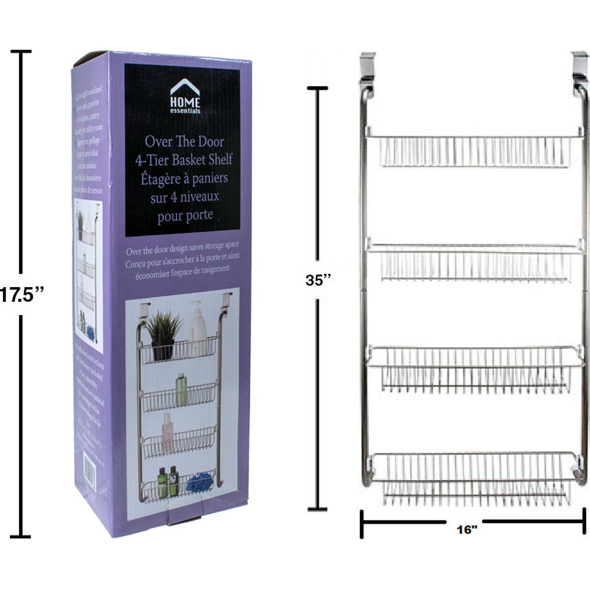 Repisa de 4 niveles sobre la puerta, 16 "x 5.5" x 36 ", níquel