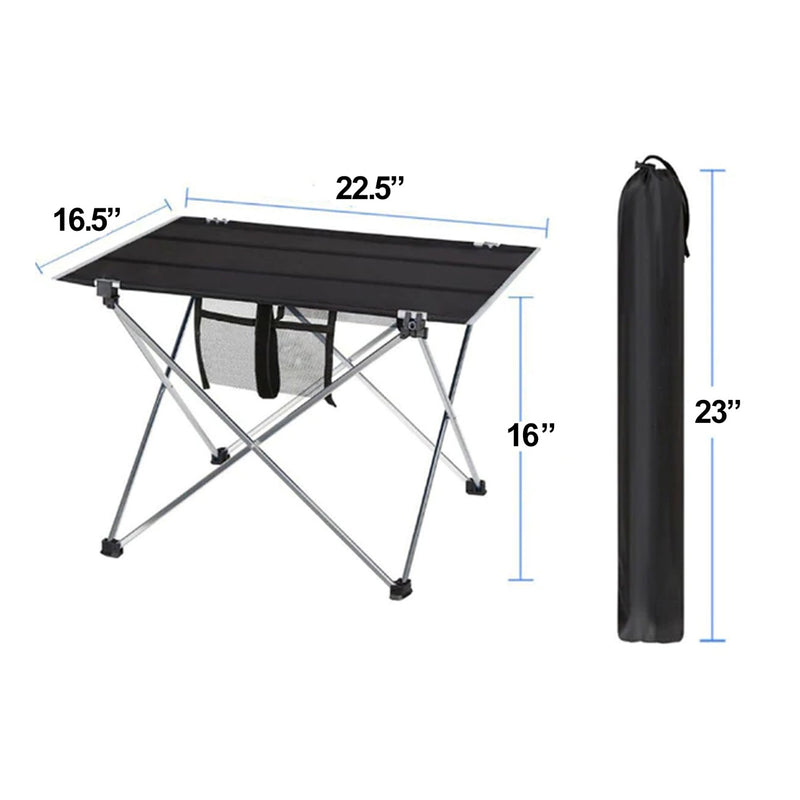 Mesa plegable liviana para acampar / bolsa de transporte, 22.5 "x 16.5 x 16''